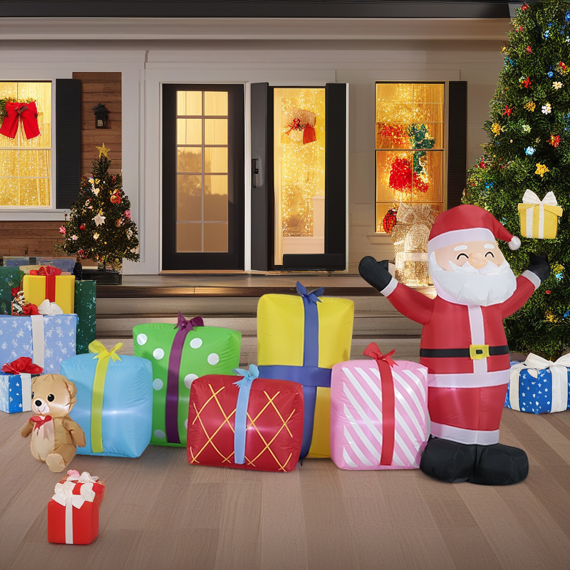 Kids Outdoor Yard - Opblaasbare Light Up Kerst Kerstman Geschenkdoos