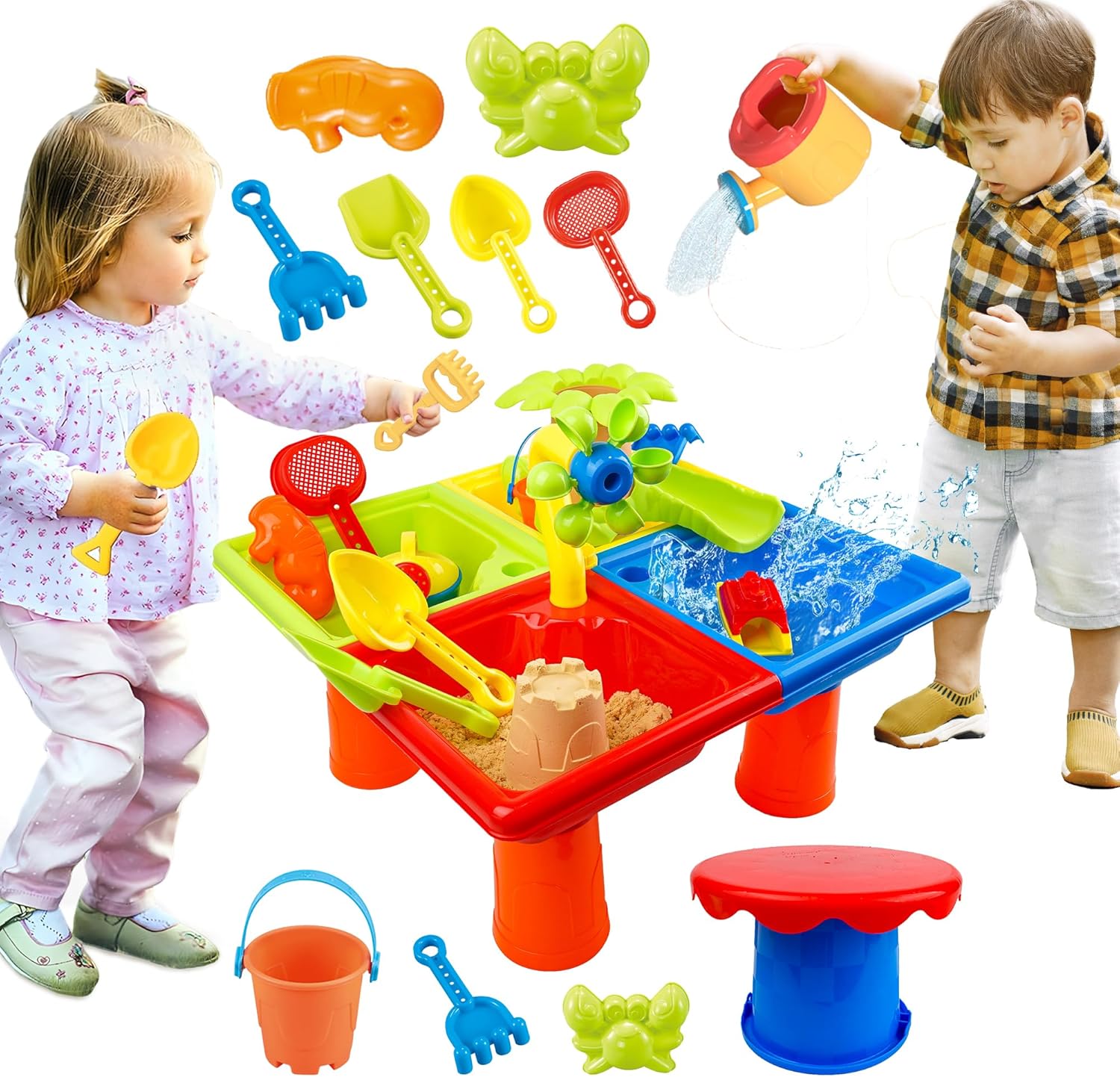 Kids Outdoor Pool - 25 stuks zomerwatertafel voor peuters 4-in-1