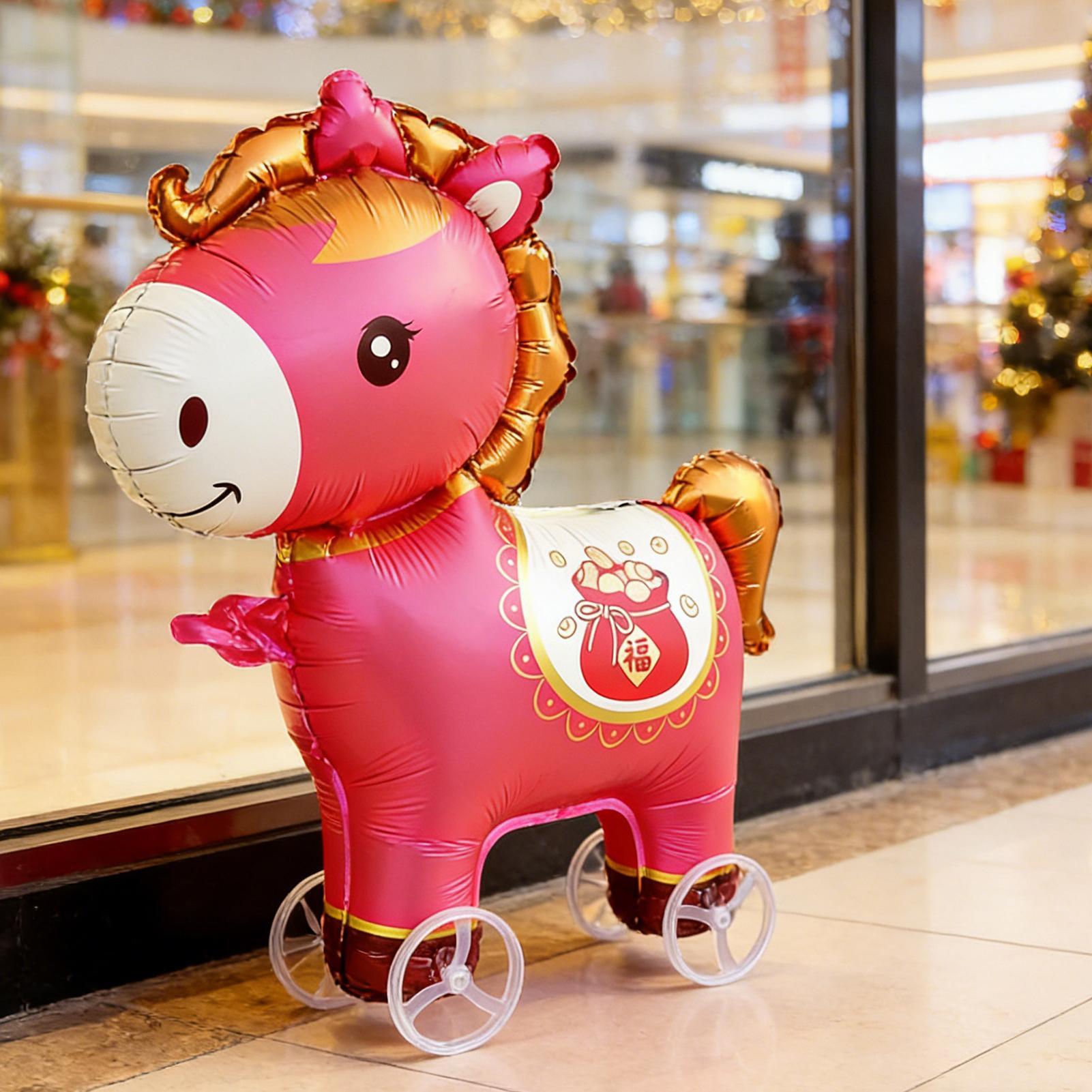 Kids Outdoor Yard - Paardenballonnen Opblaasbaar Leuke cartoon met wielen