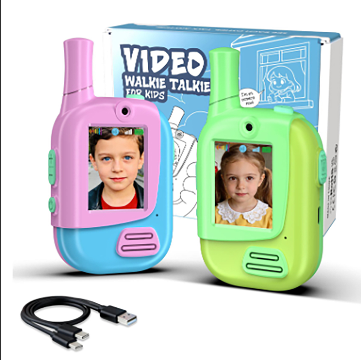 Kids Outdoor Education - 2-pack oplaadbare video-walkie-talkies voor kinderen met