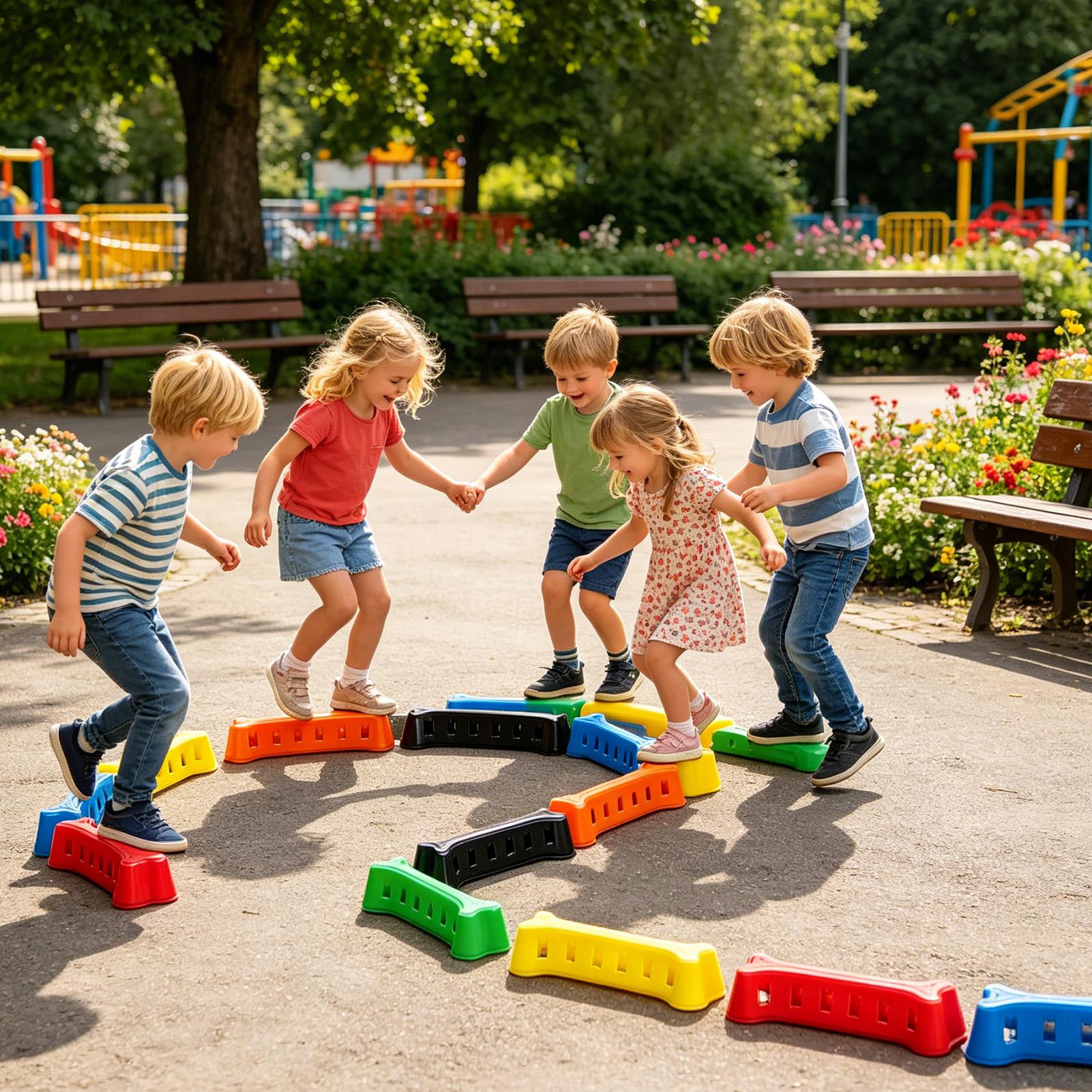Kids Outdoor Balance Beam - Kinderbalansbalk Stapelbaar Antislip Educatief Leuk Speelgoed