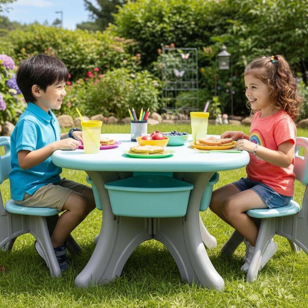 Kindertafel en -stoelen, 3-del - Kids Outdoor Table And Chair Set recensie en prijs